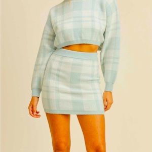 Plaid Sweater Skirt Set 🩵
